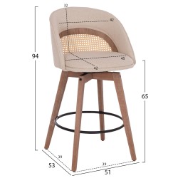 ΣΚΑΜΠΟ ΜΠΑΡ ΠΕΡΙΣΤΡΕΦΟΜΕΝΟ RIKI HM18253.01 ΞΥΛΟ--ΜΠΕΖ ΥΦΑΣΜΑ 51x53x94Υεκ. ΣΚΑΜΠΟ ΜΠΑΡ ΠΕΡΙΣΤΡΕΦΟΜΕΝΟ RIKI HM18253.01 ΞΥΛΟ--ΜΠΕΖ ΥΦΑΣΜΑ 51x53x94Υεκ.