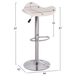 ΣΚΑΜΠO ΜΠΑΡ ΠΕΡΙΣΤΡΕΦΟΜΕΝΟ GANNA HM201.22 ΜΕ ΑΜΟΡΤΙΣΕΡ-ΛΕΥΚΟ PU 44x42x87Υεκ.