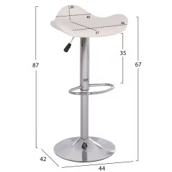 ΣΚΑΜΠO ΜΠΑΡ ΠΕΡΙΣΤΡΕΦΟΜΕΝΟ GANNA HM201.22 ΜΕ ΑΜΟΡΤΙΣΕΡ-ΛΕΥΚΟ PU 44x42x87Υεκ.