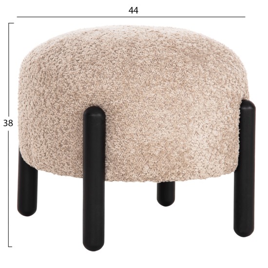 ΣΚΑΜΠΟ EWAN ΣΤΡΟΓΓΥΛΟ HM9596.08 ΜΠΕΖ ΜΠΟΥΚΛΕ ΥΦΑΣΜΑ-ΜΑΥΡΑ ΜΕΤΑΛΛΙΚΑ ΠΟΔΙΑ Φ45x36Υεκ