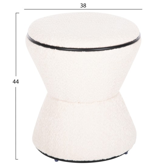 ΣΚΑΜΠΟ ΣΤΡΟΓΓΥΛΟ LINNER HM9604.06 ΜΠΟΥΚΛΕ ΥΦΑΣΜΑ ΕΚΡΟΥ-ΜΑΥΡΗ ΛΕΠΤΟΜΕΡΕΙΑ Φ38x44 εκ.