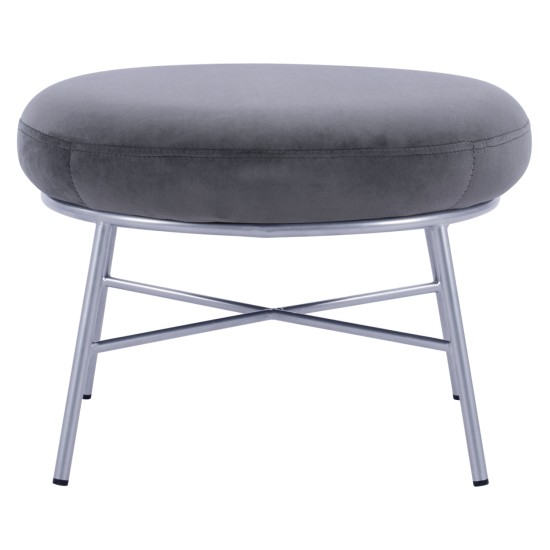 ΣΚΑΜΠΟ ΥΠΟΠΟΔΙΟ TRUDI HM8640.01 ΑΠΟ ΓΚΡΙ ΒΕΛΟΥΔΟ ΜΕ ΑΣΗΜΙ ΒΑΣΗ 55x46x38Υ εκ.