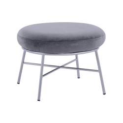 ΣΚΑΜΠΟ ΥΠΟΠΟΔΙΟ TRUDI HM8640.01 ΑΠΟ ΓΚΡΙ ΒΕΛΟΥΔΟ ΜΕ ΑΣΗΜΙ ΒΑΣΗ 55x46x38Υ εκ.