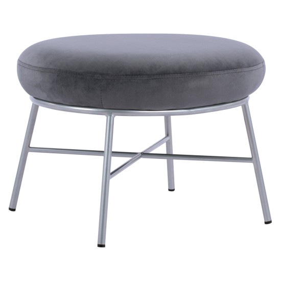 ΣΚΑΜΠΟ ΥΠΟΠΟΔΙΟ TRUDI HM8640.01 ΑΠΟ ΓΚΡΙ ΒΕΛΟΥΔΟ ΜΕ ΑΣΗΜΙ ΒΑΣΗ 55x46x38Υ εκ.