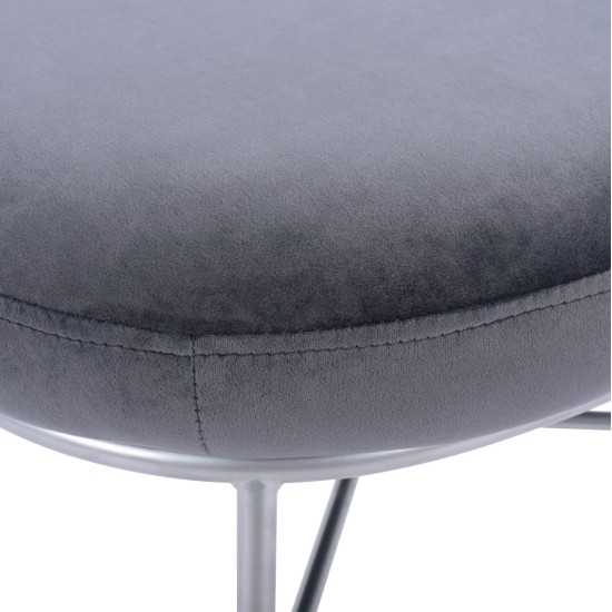 ΣΚΑΜΠΟ ΥΠΟΠΟΔΙΟ TRUDI HM8640.01 ΑΠΟ ΓΚΡΙ ΒΕΛΟΥΔΟ ΜΕ ΑΣΗΜΙ ΒΑΣΗ 55x46x38Υ εκ.