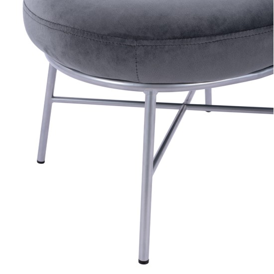 ΣΚΑΜΠΟ ΥΠΟΠΟΔΙΟ TRUDI HM8640.01 ΑΠΟ ΓΚΡΙ ΒΕΛΟΥΔΟ ΜΕ ΑΣΗΜΙ ΒΑΣΗ 55x46x38Υ εκ.