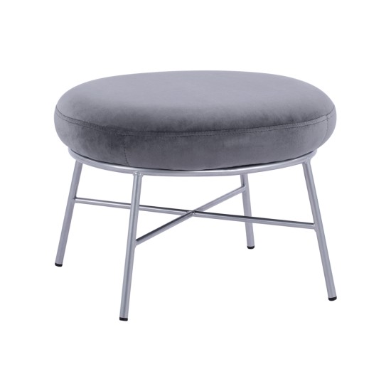 ΣΚΑΜΠΟ ΥΠΟΠΟΔΙΟ TRUDI HM8640.01 ΑΠΟ ΓΚΡΙ ΒΕΛΟΥΔΟ ΜΕ ΑΣΗΜΙ ΒΑΣΗ 55x46x38Υ εκ.