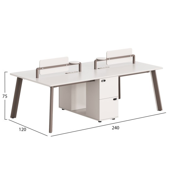 ΣΤΑΘΜΟΣ ΕΡΓΑΣΙΑΣ 4 ΘΕΣΕΩΝ NEWLINE HM18277 ΜΕΛΑΜΙΝΗ ΚΡΕΜ-ΠΟΔΙΑ ΑΛΟΥΜΙΝΙΟΥ 240x120x75Υ