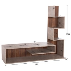 ΣΥΝΘΕΤΟ ΤΗΛΕΟΡΑΣΗΣ EDELIE HM8908.14 ΜΕΛΑΜΙΝΗ ΓΚΡΙ STONE TEXTURE-ΦΥΣΙΚΟ 150x29,5x120Υεκ.