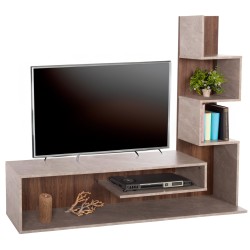 ΣΥΝΘΕΤΟ ΤΗΛΕΟΡΑΣΗΣ EDELIE HM8908.14 ΜΕΛΑΜΙΝΗ ΓΚΡΙ STONE TEXTURE-ΦΥΣΙΚΟ 150x29,5x120Υεκ.