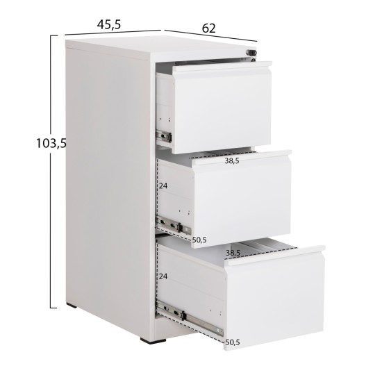 ΣΥΡΤΑΡΙΕΡΑ (3) ΑΡΧΕΙΟΘΕΤΗΣΗΣ ΓΡΑΦΕΙΟΥ SIDER HM6636.02 ΛΕΥΚΟ ΜΕΤΑΛΛΟ 45.5x62x103.5Υεκ