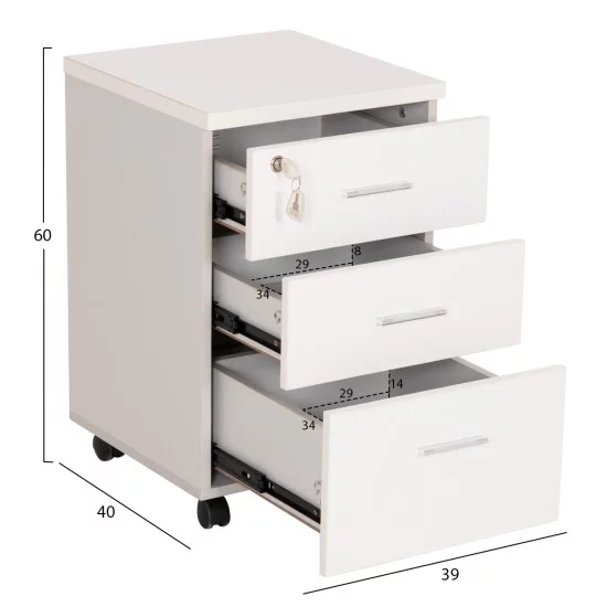 ΣΥΡΤΑΡΙΕΡΑ ΓΡΑΦΕΙΟΥ ΜΕ ΚΛΕΙΔΑΡΙΑ VANCE HM2159 ΛΕΥΚΗ ΜΕΛΑΜΙΝΗ-ΡΟΔΑΚΙΑ 39x40x60Υεκ.