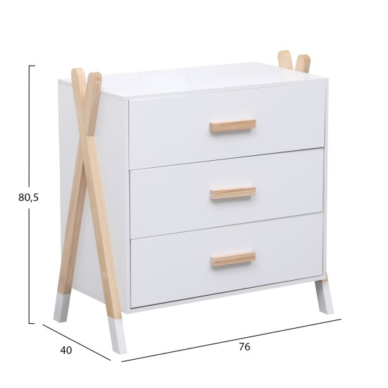 ΣΥΡΤΑΡΙΕΡΑ ΠΑΙΔΙΚH PASCHAL HM2493.03 ΜΕΛΑΜΙΝΗ-ΞΥΛΟ ΠΕΥΚΟΥ 76x40x80.5Υεκ
