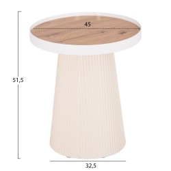 ΤΡΑΠΕΖΑΚΙ ΒΟΗΘΗΤΙΚΟ DENTON HM18023.02 MDF TOP ΦΥΣΙΚΟ ΞΥΛΟΥ-ΒΑΣΗ ΛΕΥΚΗ Φ45x51,5Υεκ.