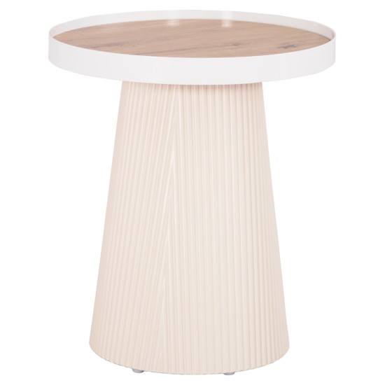 ΤΡΑΠΕΖΑΚΙ ΒΟΗΘΗΤΙΚΟ DENTON HM18023.02 MDF TOP ΦΥΣΙΚΟ ΞΥΛΟΥ-ΒΑΣΗ ΛΕΥΚΗ Φ45x51,5Υεκ.