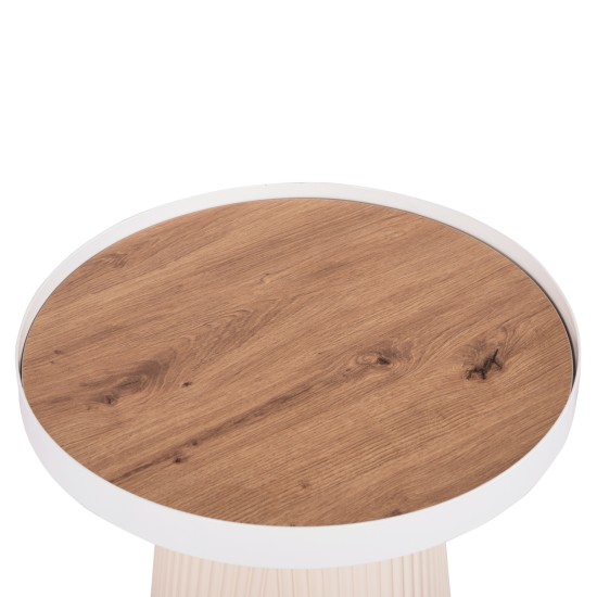 ΤΡΑΠΕΖΑΚΙ ΒΟΗΘΗΤΙΚΟ DENTON HM18023.02 MDF TOP ΦΥΣΙΚΟ ΞΥΛΟΥ-ΒΑΣΗ ΛΕΥΚΗ Φ45x51,5Υεκ.