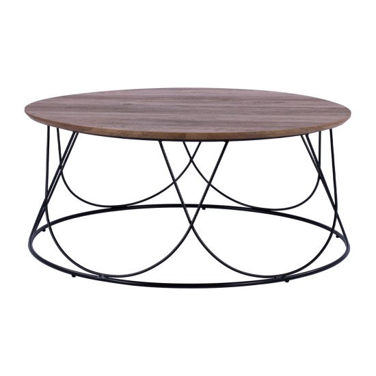 ΤΡΑΠΕΖΑΚΙ ΣΑΛΟΝΙΟΥ ZENA HM8690 MDF TOP ΜΕ ΜΕΤΑΛΛΙΚΟ ΜΑΥΡΟ ΣΚΕΛΕΤΟ Φ90Χ40Υ εκ.