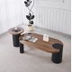 ΤΡΑΠΕΖΑΚΙ ΣΤΡΟΓΓΥΛΟ ΒΟΗΘΗΤΙKΟ OVALON HM18434.05 MDF TOP ΚΑΡΥΔΙ & ΒΑΣΗ ΜΑΥΡΗ Φ45x50Υεκ