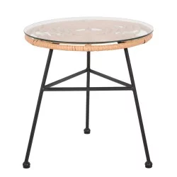 ΤΡΑΠΕΖΑΚΙ ΣΤΡΟΓΓΥΛΟ ΜΑΥΡΟ ΜΕΤΑΛΛΙΚΟ ALLEGRA HM5459.12 ΜΑΥΡΟ WICKER-ΓΥΑΛΙ Φ45x46Υεκ