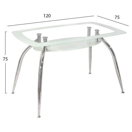 ΤΡΑΠΕΖΙ NORRIS 120Χ75Χ75ΕΚ HM0086.01 ΓΥΑΛΙΝΟ ΛΕΥΚΟ