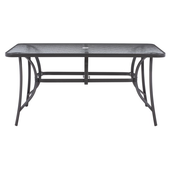 ΤΡΑΠΕΖΙ BRUNO 150X90Χ75Υεκ. ΜΕΤΑΛΛΙΚΟ ΟΡΘΟΓΩΝΙΟ ΓΚΡΙ ΜΕ ΤΡΥΠΑ ΟΜΠΡΕΛΑΣ Φ38  HM5145.11