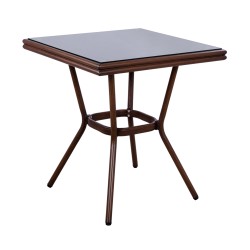 ΤΡΑΠΕΖΙ ΑΛΟΥΜΙΝΙΟΥ HARLOW 70X70X76 BAMBOO LOOK HM5568.01 ΛΕΥΚΗ ΠΑΤΙΝΑ ΜΕ ΓΥΑΛΙ