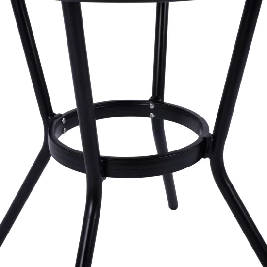 ΤΡΑΠΕΖΙ ΑΛΟΥΜΙΝΙΟΥ MOSES Φ70 BAMBOO LOOK HM5532.02 ΜΑΥΡΟ ΜΕ ΓΥΑΛΙ Φ70X76 εκ