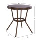 ΤΡΑΠΕΖΙ ΑΛΟΥΜΙΝΙΟΥ MOSES Φ70x76 εκ. BAMBOO LOOK HM5532.03 ΚΑΦΕ ΜΕ ΓΥΑΛΙ