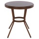 ΤΡΑΠΕΖΙ ΑΛΟΥΜΙΝΙΟΥ MOSES Φ70x76 εκ. BAMBOO LOOK HM5532.03 ΚΑΦΕ ΜΕ ΓΥΑΛΙ