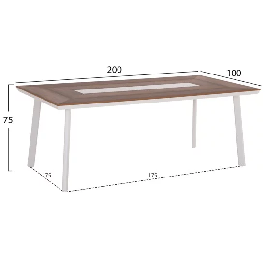 ΤΡΑΠΕΖΙ ΑΛΟΥΜΙΝΙΟΥ TABER HM5131.11 ΛΕΥΚΟ ΜΕ POLYWOOD TOP 200x100x75Υεκ
