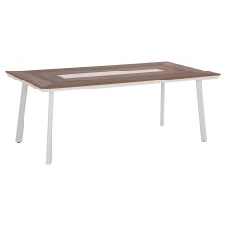 ΤΡΑΠΕΖΙ ΑΛΟΥΜΙΝΙΟΥ TABER HM5131.11 ΛΕΥΚΟ ΜΕ POLYWOOD TOP 200x100x75Υεκ