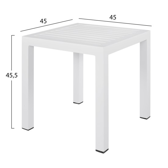 ΤΡΑΠΕΖΙ ΑΛΟΥΜΙΝΙΟΥ QIANA HM5402.01 ΛΕΥΚΟ 45x45x45,5Υ εκ.