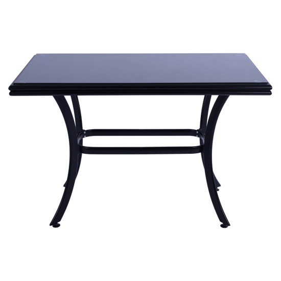 ΤΡΑΠΕΖΙ ΑΛΟΥΜΙΝΙΟΥ JAXEN HM5533.02 ΜΑΥΡΟ-ΓΥΑΛΙ ΑΣΦΑΛΕΙΑΣ&TEXTILENE 120x70x78Υεκ