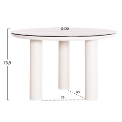 ΤΡΑΠΕΖΙ ΑΛΟΥΜΙΝΙΟΥ DOSUN HM6201.02 ΚΡΕΜ ΣΚΕΛΕΤΟΣ-3D PRINT ΓΥΑΛΙ-ΚΕΡΑΜΙΚΟ LOOK Φ120εκ