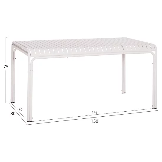 ΤΡΑΠΕΖΙ ΑΛΟΥΜΙΝΙΟΥ RACHEL HM6339.02 ΛΕΥΚΟ 150x80x75Υεκ.
