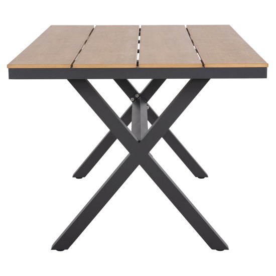 ΤΡΑΠΕΖΙ ΑΛΟΥΜΙΝΙΟΥ ΟΡΘΟΓΩΝΙΟ TAWNEE HM6037.01 ΑΝΘΡΑΚΙ-POLYWOOD ΦΥΣΙΚΟ 150x89,5x73Υ