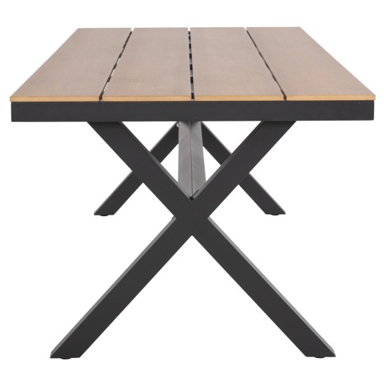 ΤΡΑΠΕΖΙ ΑΛΟΥΜΙΝΙΟΥ ΟΡΘΟΓΩΝΙΟ TAWNEE HM6039.01 ΑΝΘΡΑΚΙ-POLYWOOD ΦΥΣΙΚΟ 219,5x89,5x73Υ