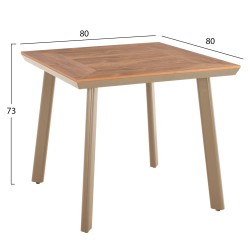 ΤΡΑΠΕΖΙ ΑΛΟΥΜΙΝΙΟΥ ΤΕΤΡΑΓΩΝΟ TABER HM5563.04 ΚΑΠΟΥΤΣΙΝΟ-ΕΠΙΦΑΝΕΙΑ POLYWOOD 80x80x73Υ