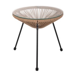 ΤΡΑΠΕΖΙ ΒΟΗΘΗΤΙΚΟ ALLEGRA ΜΑΥΡΟ ΜΕΤΑΛΛΟ  ME TWISTED WICKER ΦΥΣΙΚΟ HM5873.01 Φ47Χ45Υεκ.