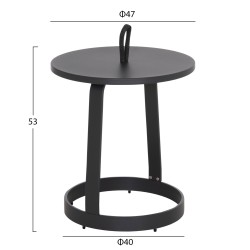 ΤΡΑΠΕΖΙ ΒΟΗΘΗΤΙΚΟ ΕΞ.ΧΩΡΟΥ MINO HM6432.01 ΑΛΟΥΜΙΝΙΟ & ΣΧΟΙΝΙ ΓΚΡΙ Φ47x53Υεκ