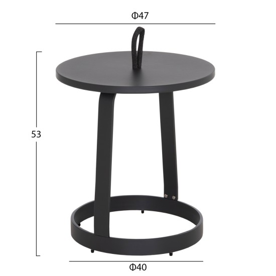 ΤΡΑΠΕΖΙ ΒΟΗΘΗΤΙΚΟ ΕΞ.ΧΩΡΟΥ MINO HM6432.01 ΑΛΟΥΜΙΝΙΟ & ΣΧΟΙΝΙ ΓΚΡΙ Φ47x53Υεκ