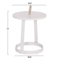 ΤΡΑΠΕΖΙ ΒΟΗΘΗΤΙΚΟ ΕΞ.ΧΩΡΟΥ MINO HM6432.02 ΑΛΟΥΜΙΝΙΟ ΛΕΥΚΟ & ΣΧΟΙΝΙ ΜΠΕΖ Φ47x53Υεκ