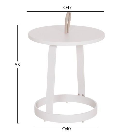 ΤΡΑΠΕΖΙ ΒΟΗΘΗΤΙΚΟ ΕΞ.ΧΩΡΟΥ MINO HM6432.02 ΑΛΟΥΜΙΝΙΟ ΛΕΥΚΟ & ΣΧΟΙΝΙ ΜΠΕΖ Φ47x53Υεκ
