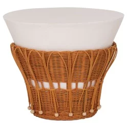 ΤΡΑΠΕΖΙ ΒΟΗΘΗΤΙΚΟ PERRAL HM18164.02S FIBER CEMENT ΛΕΥΚΟ-ΦΥΣΙΚΟ RATTAN--Φ42x36Υεκ