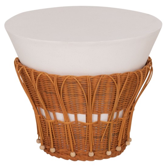 ΤΡΑΠΕΖΙ ΒΟΗΘΗΤΙΚΟ PERRAL HM18164.02S FIBER CEMENT ΛΕΥΚΟ-ΦΥΣΙΚΟ RATTAN--Φ42x36Υεκ