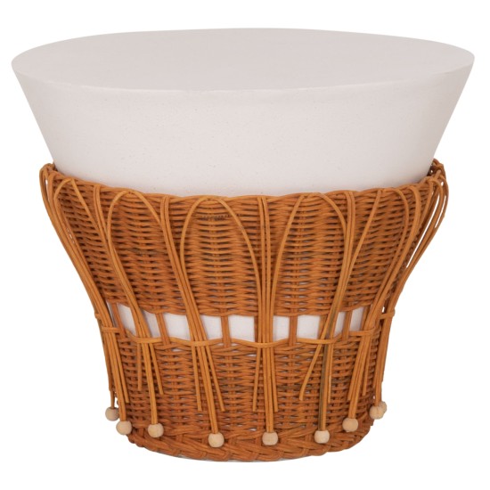 ΤΡΑΠΕΖΙ ΒΟΗΘΗΤΙΚΟ PERRAL HM18164.02S FIBER CEMENT ΛΕΥΚΟ-ΦΥΣΙΚΟ RATTAN--Φ42x36Υεκ