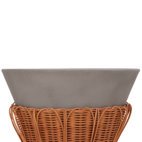 ΤΡΑΠΕΖΙ ΒΟΗΘΗΤΙΚΟ PERRAL HM18164.03S FIBER CEMENT ΓΚΡΙ-ΦΥΣΙΚΟ RATTAN--Φ42x36Υεκ