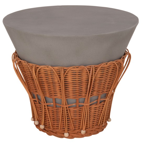 ΤΡΑΠΕΖΙ ΒΟΗΘΗΤΙΚΟ PERRAL HM18164.03S FIBER CEMENT ΓΚΡΙ-ΦΥΣΙΚΟ RATTAN--Φ42x36Υεκ