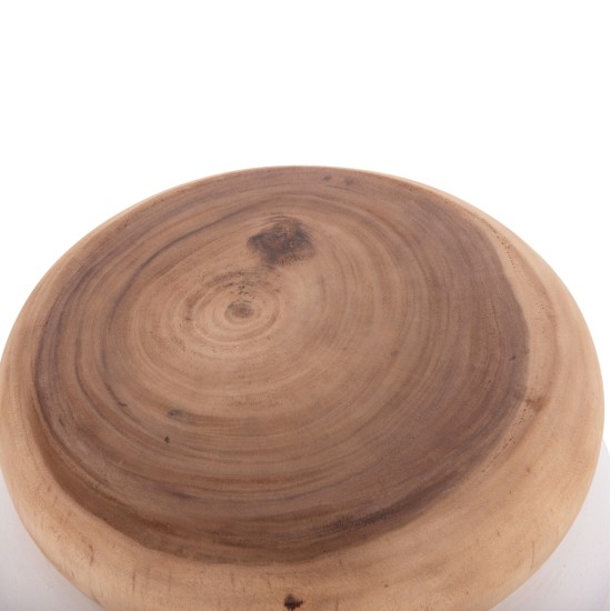 ΤΡΑΠΕΖΙ ΒΟΗΘΗΤΙΚΟ PUFFAT HM18172.02 FIBER CEMENT ΛΕΥΚΟ- ΞΥΛΟ TEAK TOP Φ45x46Υεκ.