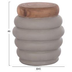 ΤΡΑΠΕΖΙ ΒΟΗΘΗΤΙΚΟ PUFFAT HM18172.03 FIBER CEMENT ΓΚΡΙ- ΞΥΛΟ TEAK TOP Φ45x46Υεκ.